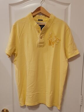 Abercrombie & Fitch Light Yellow Henley Polo